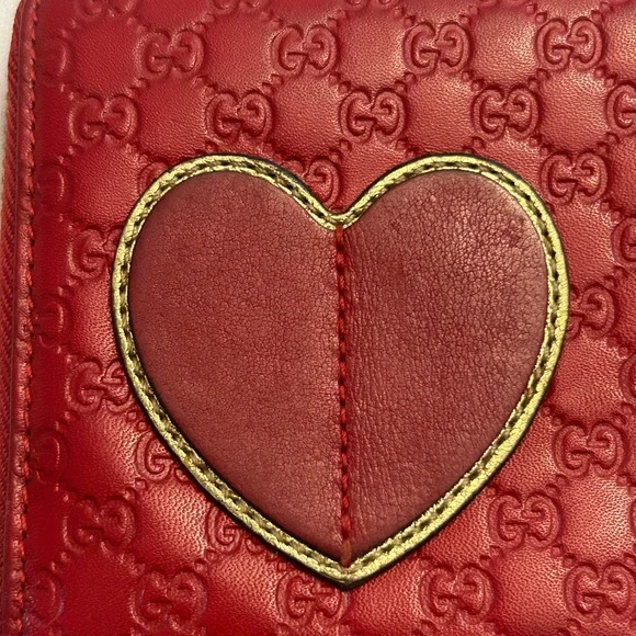 Gucci Red leather micro GG long zip around wallet - Picture 8 of 14